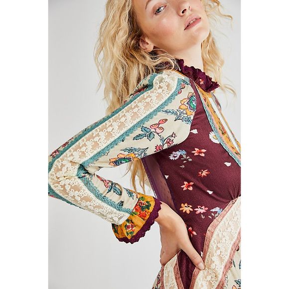 New Free People Fall To Pieces Mini Dress sz 4 - Picture 2 of 8